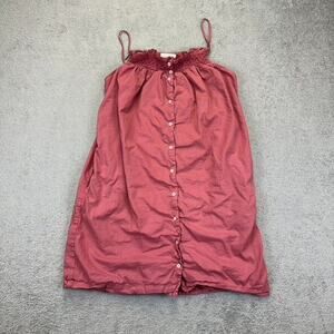 Xirena Tiggy Smocked Button Front Dress M Cotton Pink Spaghetti Strap Cottage